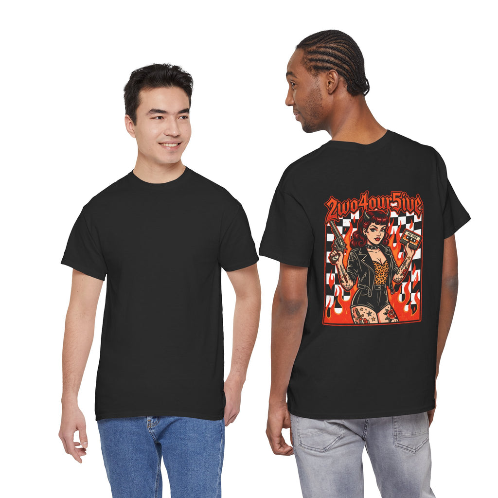 Graphic Tee — '2wo4our5ive' Pinup Racerback Design