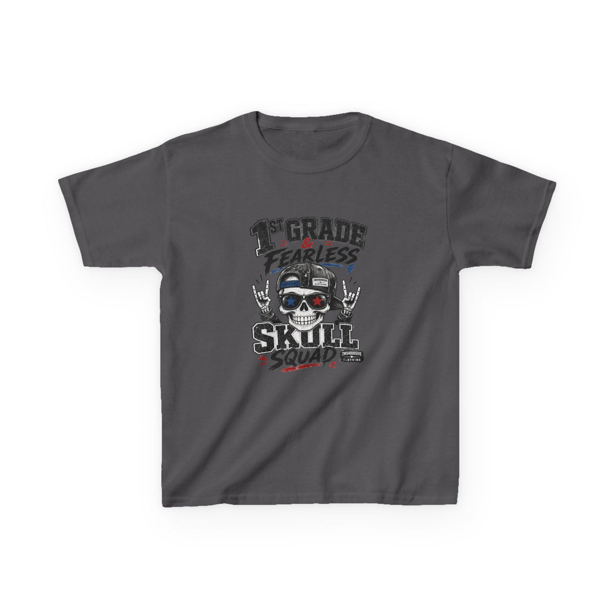 Kids Skull Squad T‑Shirt – 1st Grade Fearless Design