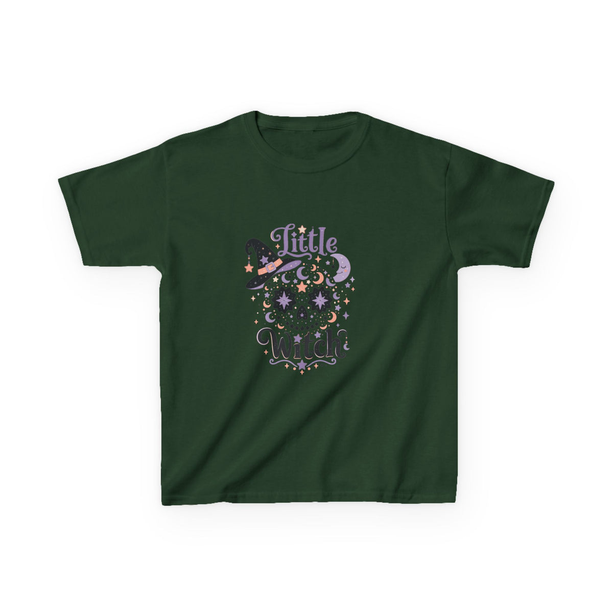 Kids T-Shirt - "Little Witch" Halloween Skull Design