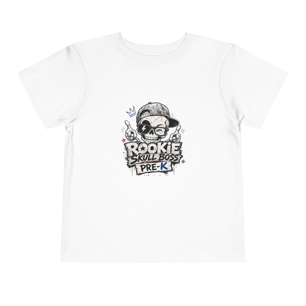Toddler Tee — "Rookie Skull Boss Pre-K" Graphic Shirt