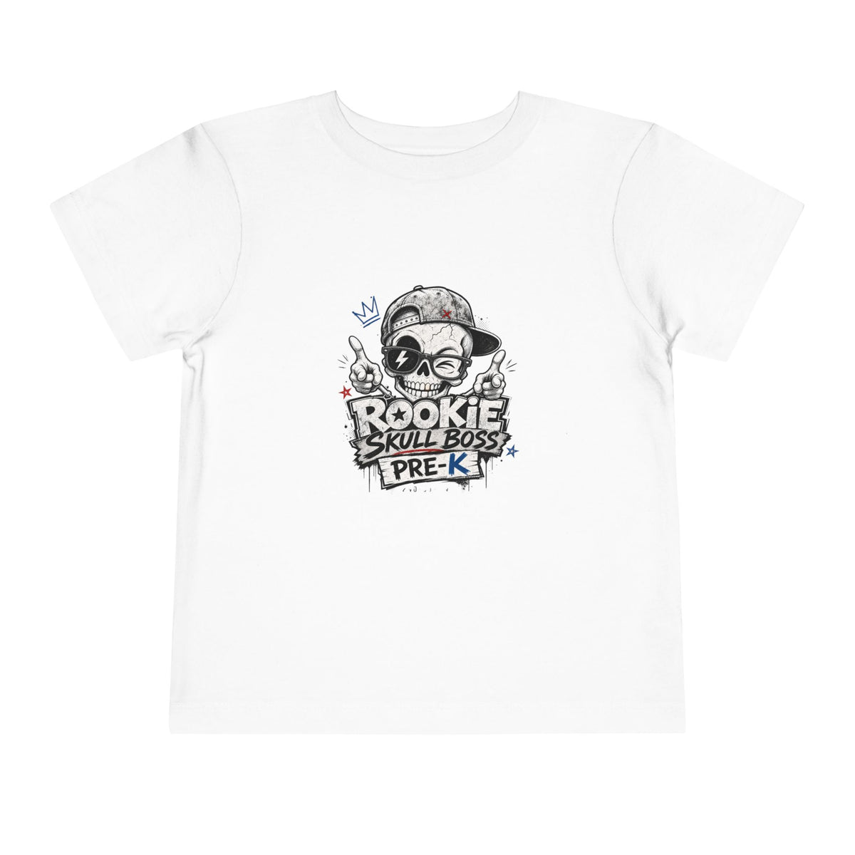 Toddler Tee — "Rookie Skull Boss Pre-K" Graphic Shirt
