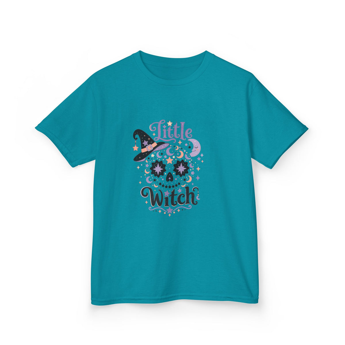 Kids T-Shirt - "Little Witch" Halloween Skull Design