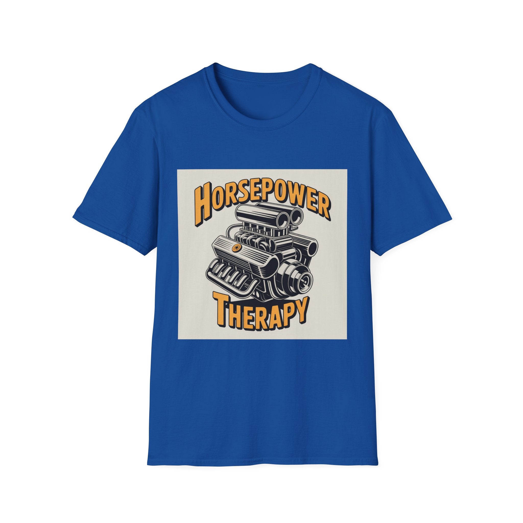 Horsepower Therapy T‑Shirt — Vintage Engine Graphic Auto Mechanic Tee