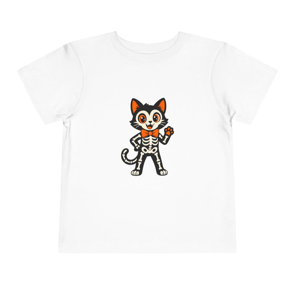 Toddler Tee — Cute Cat Skeleton Halloween Shirt
