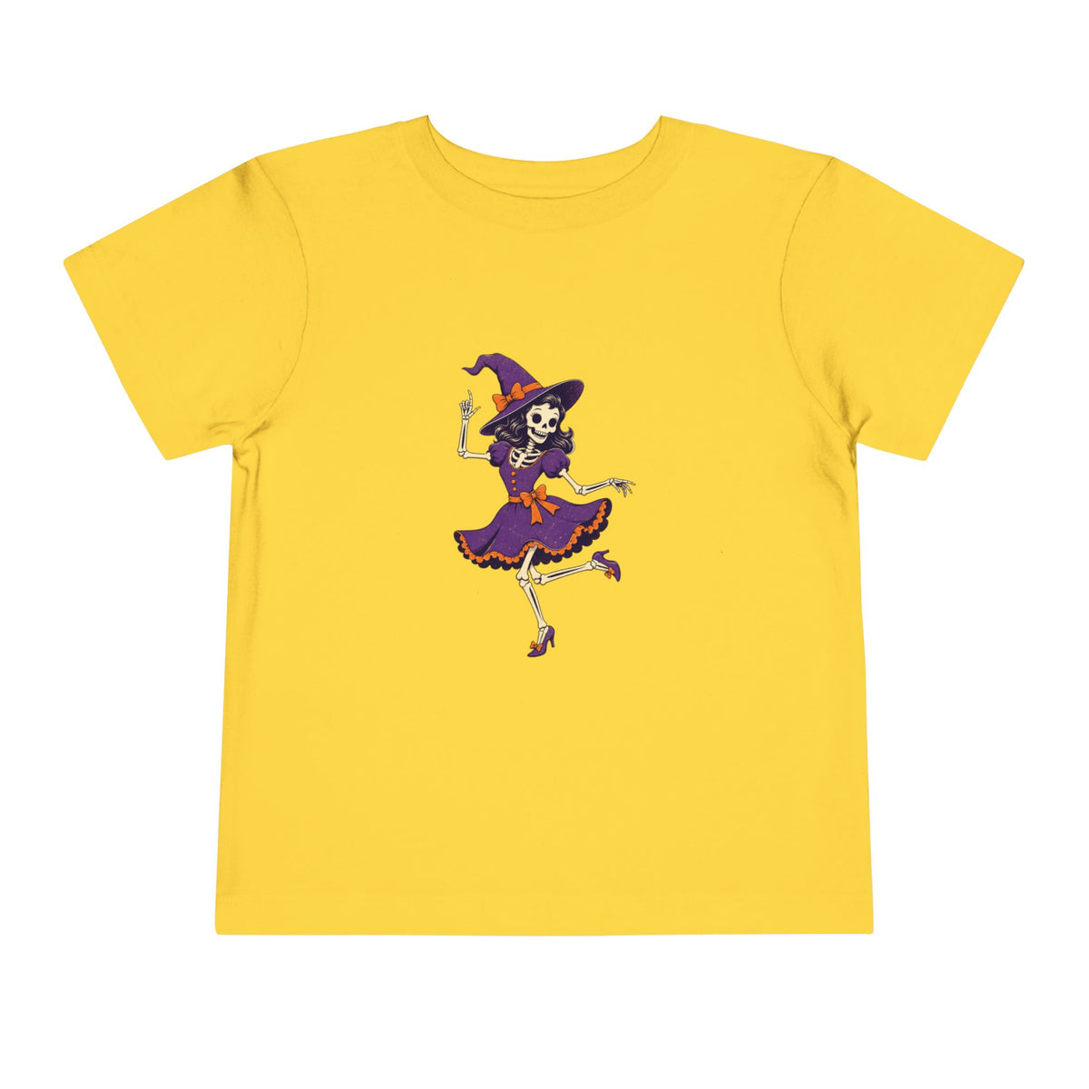 Toddler Witch Skeleton Tee — Cute Dancing Skeleton Halloween Shirt for Kids