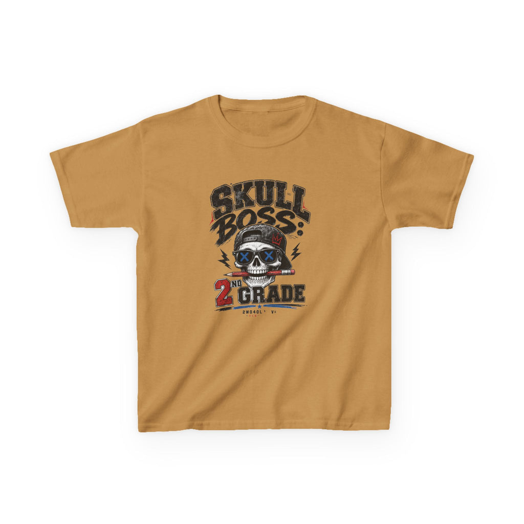 Kids Tee — "Skull Boss 2nd Grade" Back-to-School Graphic Shirt