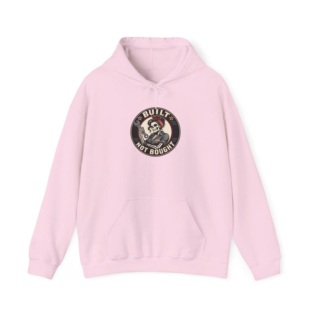 Built Not Bought Hoodie | Skeleton Mechanic Garage Badge