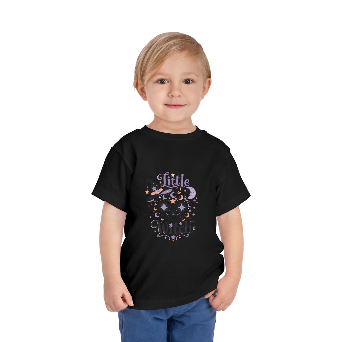 Toddler Tee — "Little Witch" Halloween Skull Hat Graphic