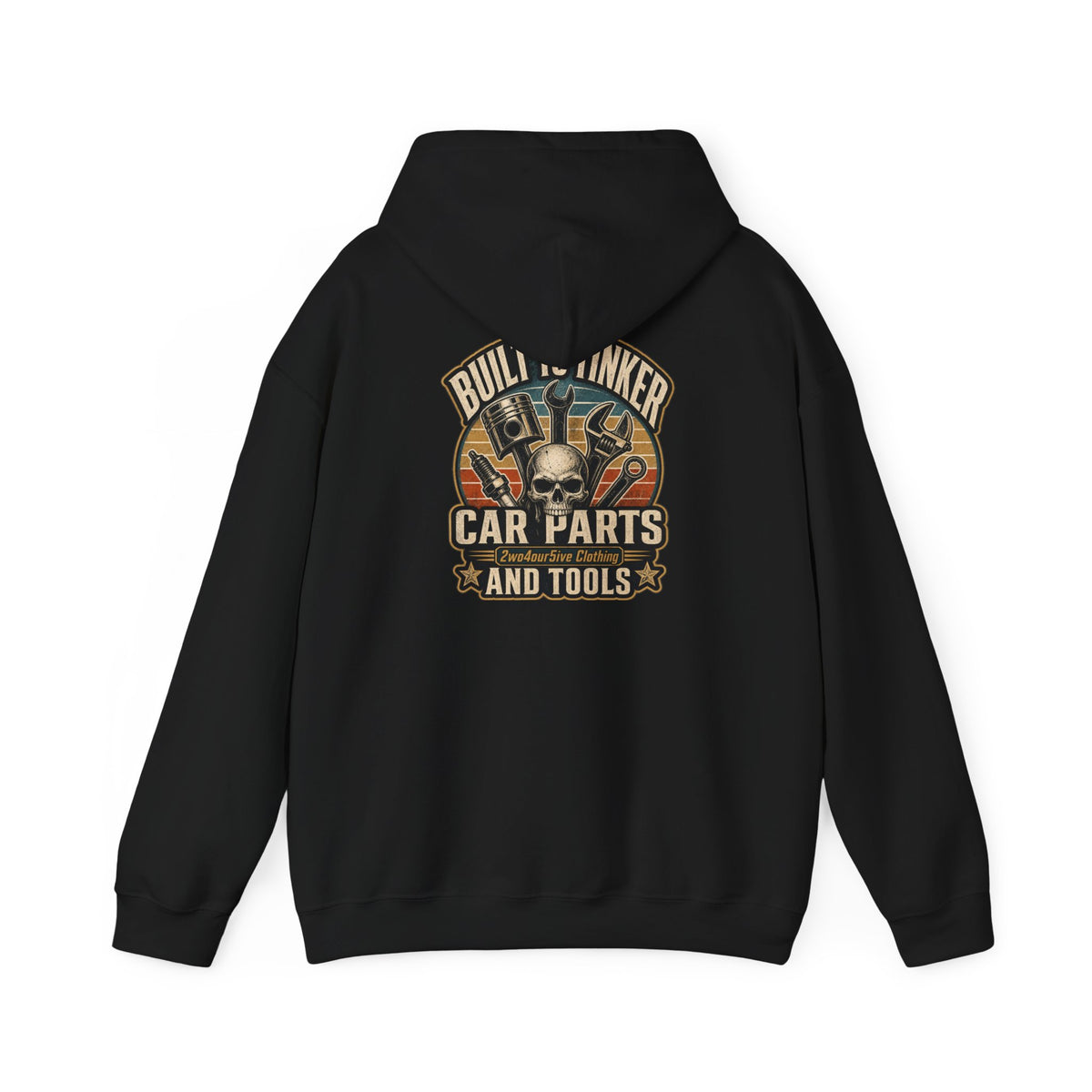 Mechanic Hoodie — "Built by a Thinker" Car Parts & Tools Skull Garage Pullover