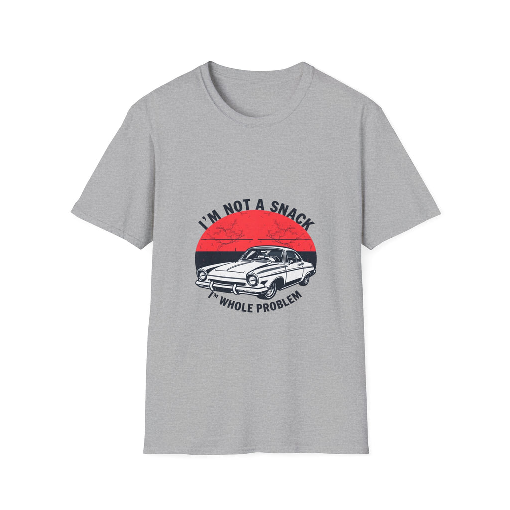 Classic Muscle Car T-Shirt — "I'm Not a Snack, I'm a Whole Problem" Vintage Sunset Tee
