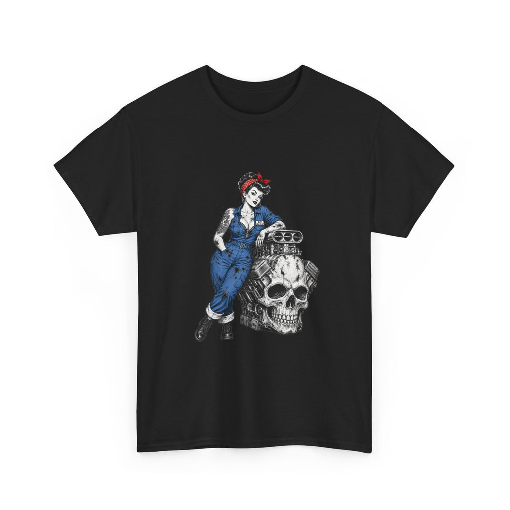 Rosie the Riveter Skull Tee — Feminist Retro Workwear Graphic T-Shirt