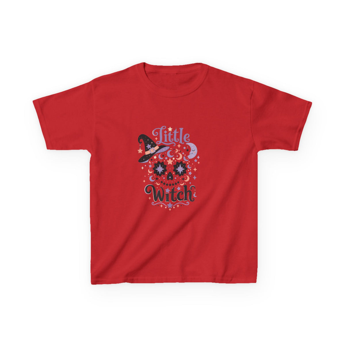Kids T-Shirt - "Little Witch" Halloween Skull Design