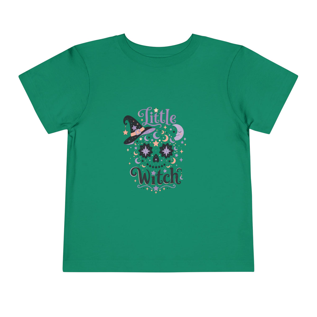 Toddler Tee — "Little Witch" Halloween Skull Hat Graphic