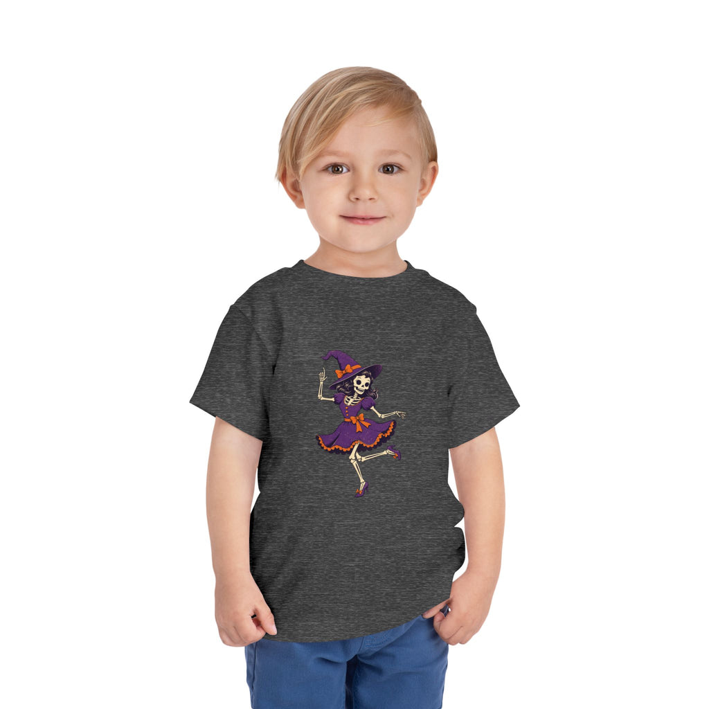 Toddler Witch Skeleton Tee — Cute Dancing Skeleton Halloween Shirt for Kids