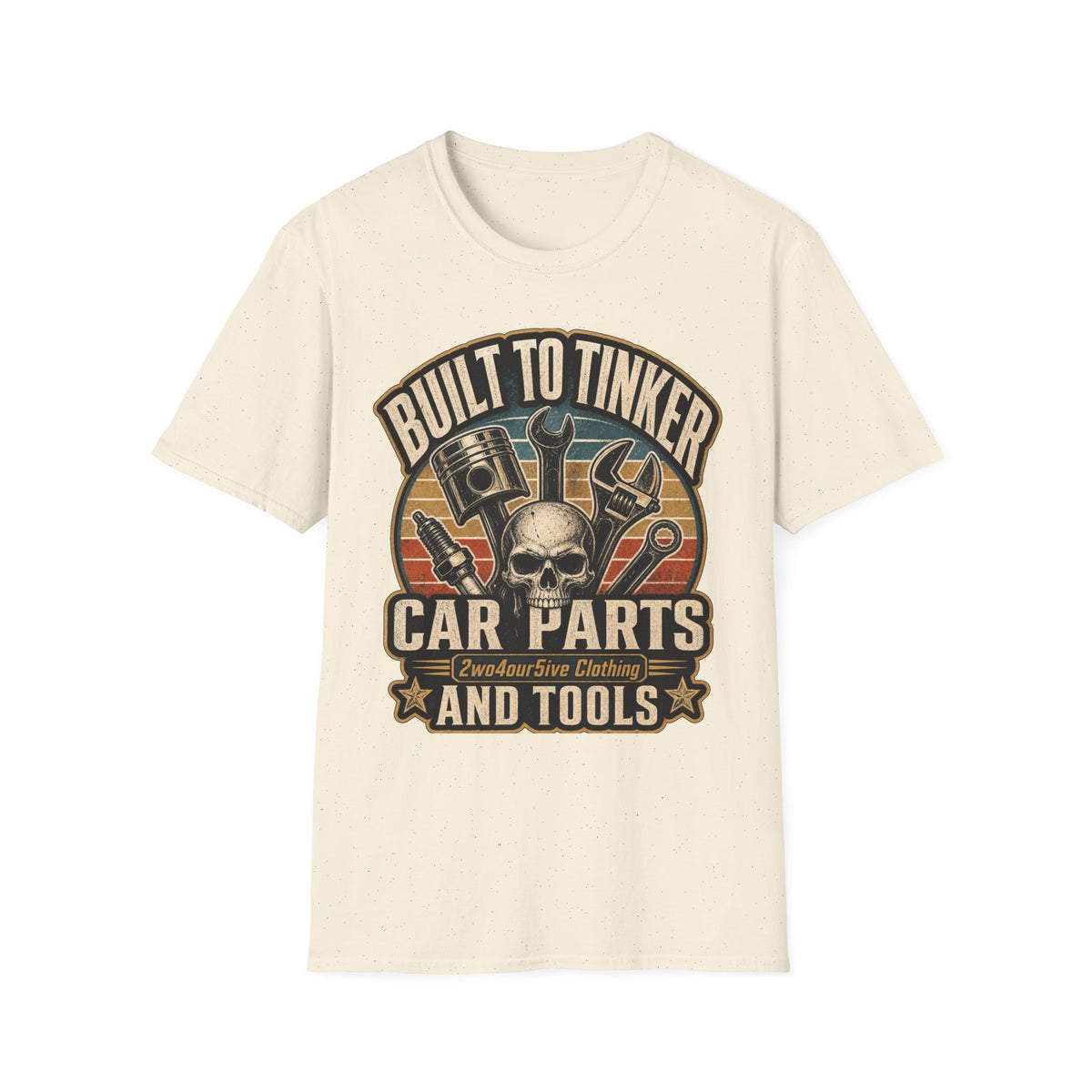 Built to Tinker Car Parts and Tools Tee — Vintage Mechanic Skull Shirt