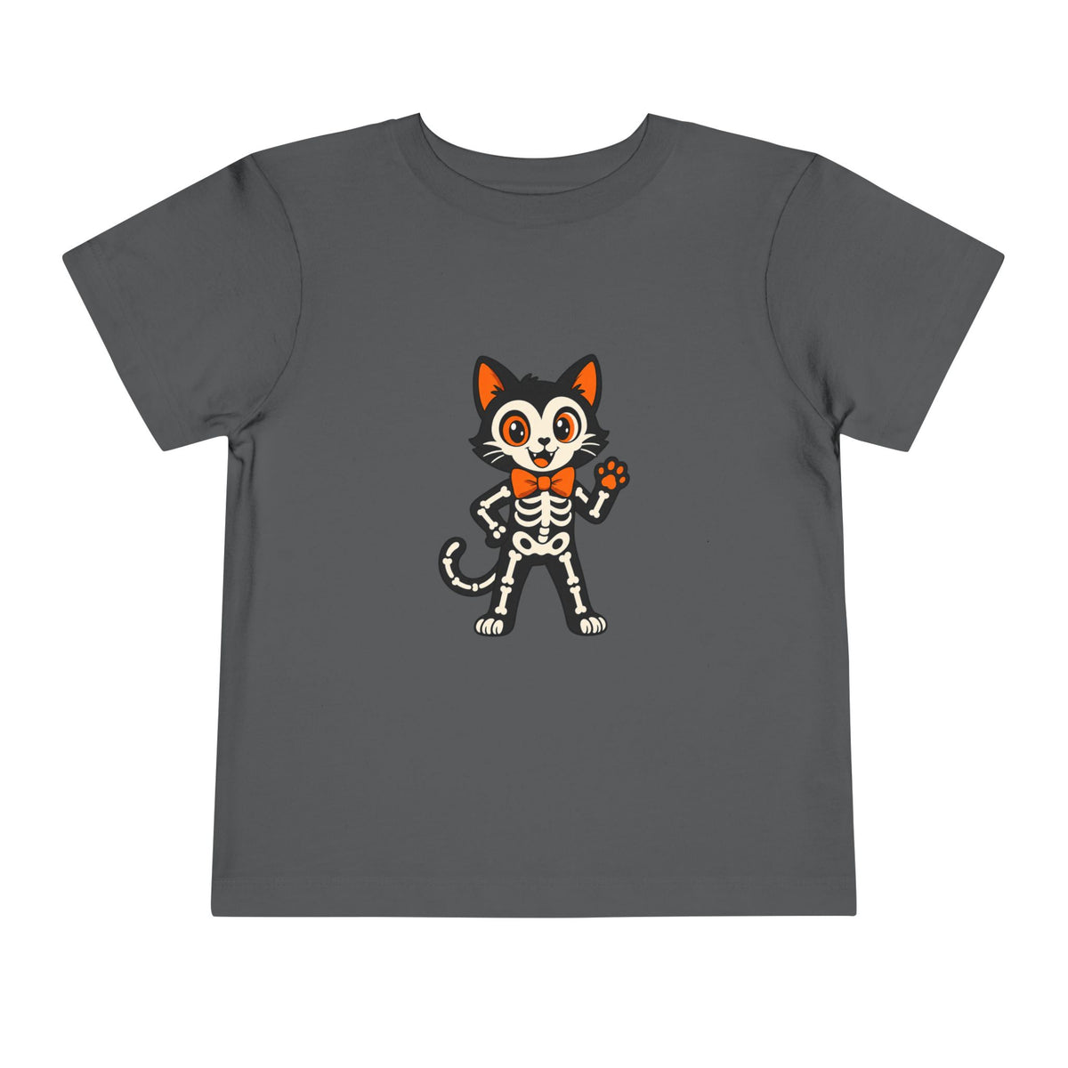 Toddler Tee — Cute Cat Skeleton Halloween Shirt