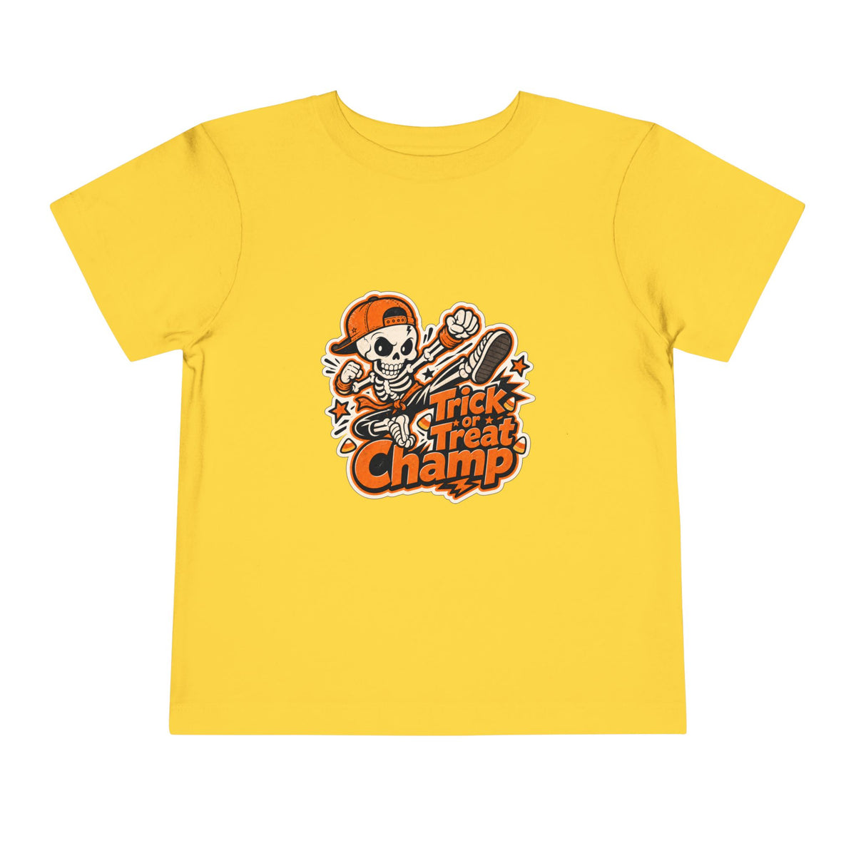 Toddler Tee — 'Trick or Treat Champ' Halloween Skeleton Skate Graphic