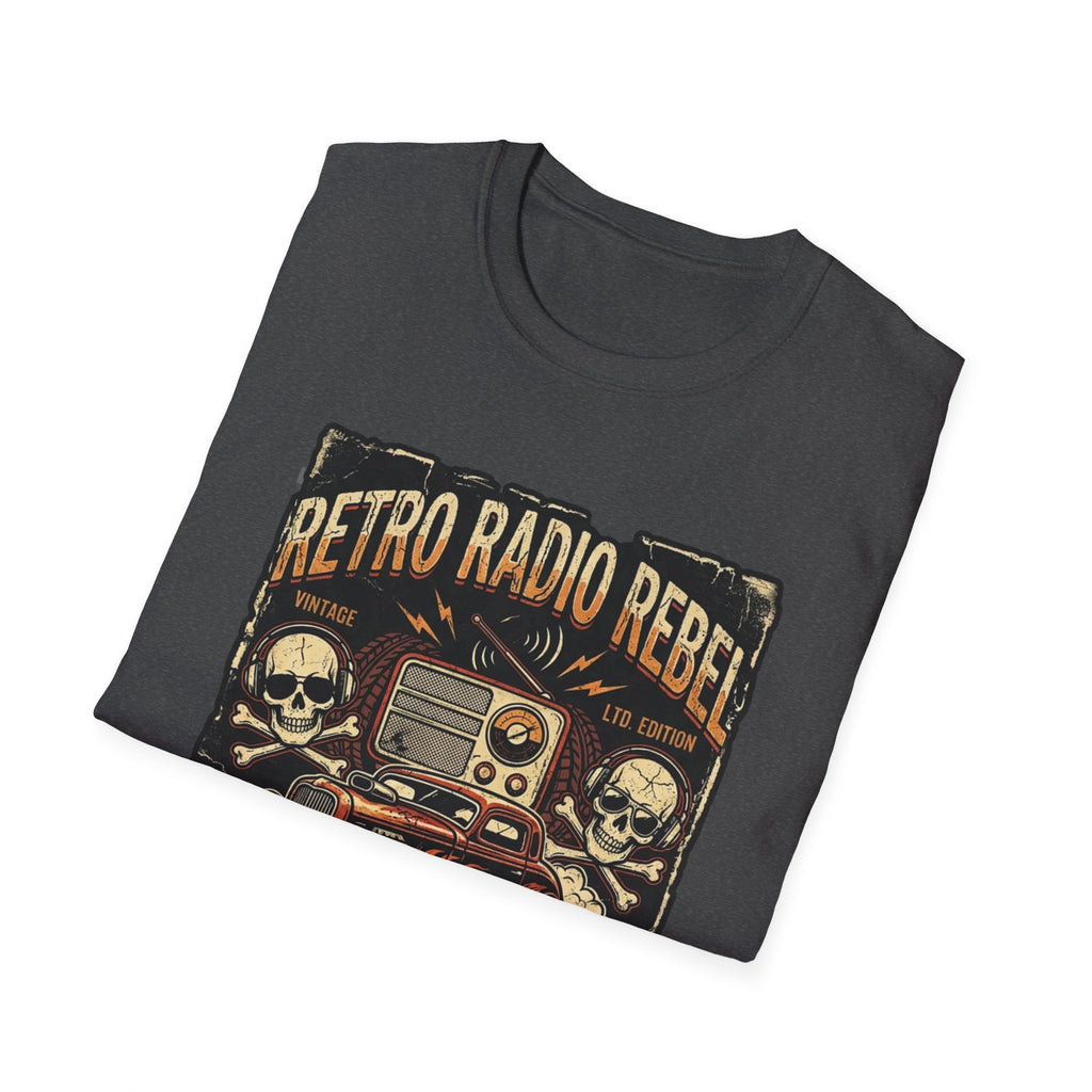 Retro Radio Rebel T-Shirt — Vintage Car, Skull & Stereo Graphic Tee