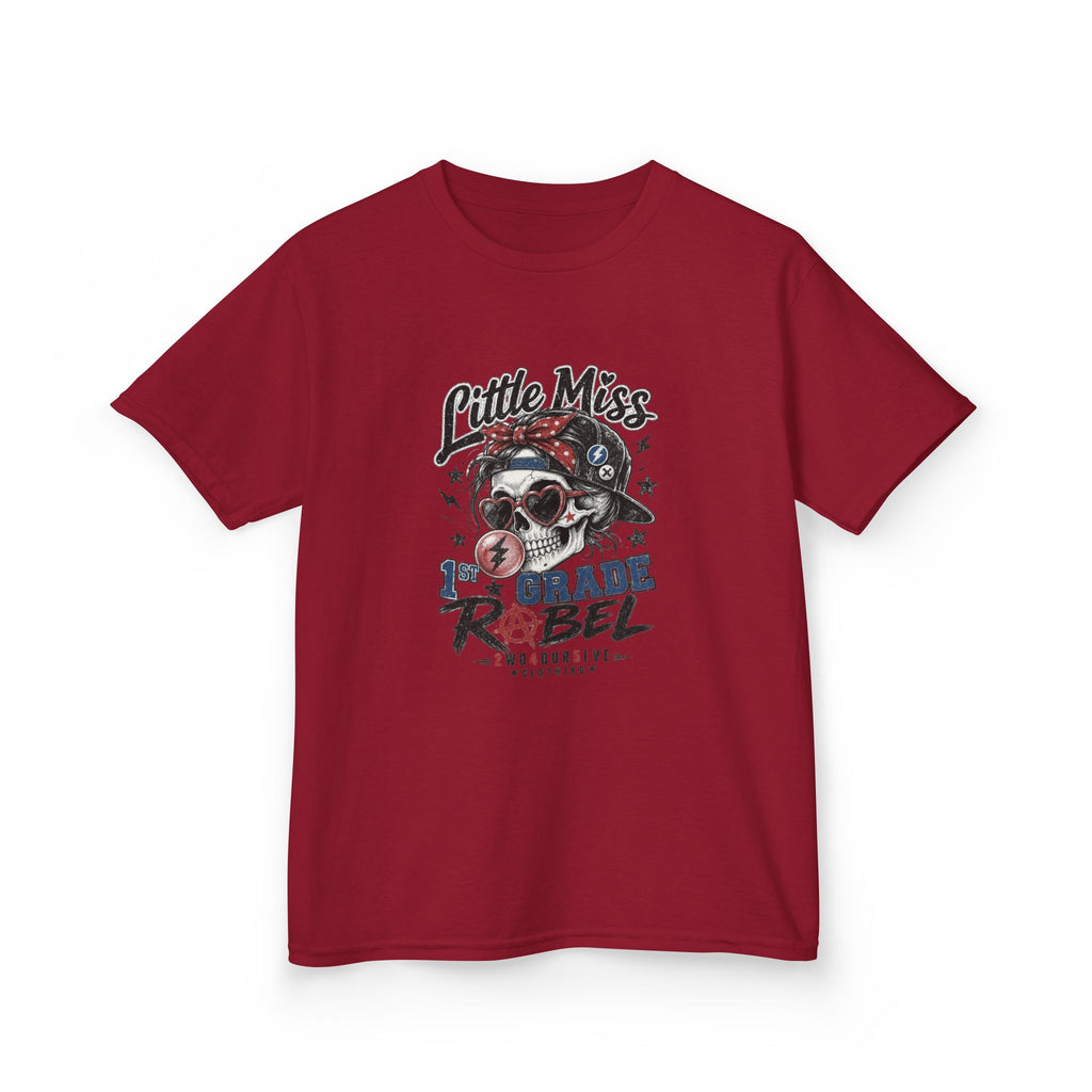 Kids T-Shirt — "Little Miss Rebel" Skull Bandana Graphic