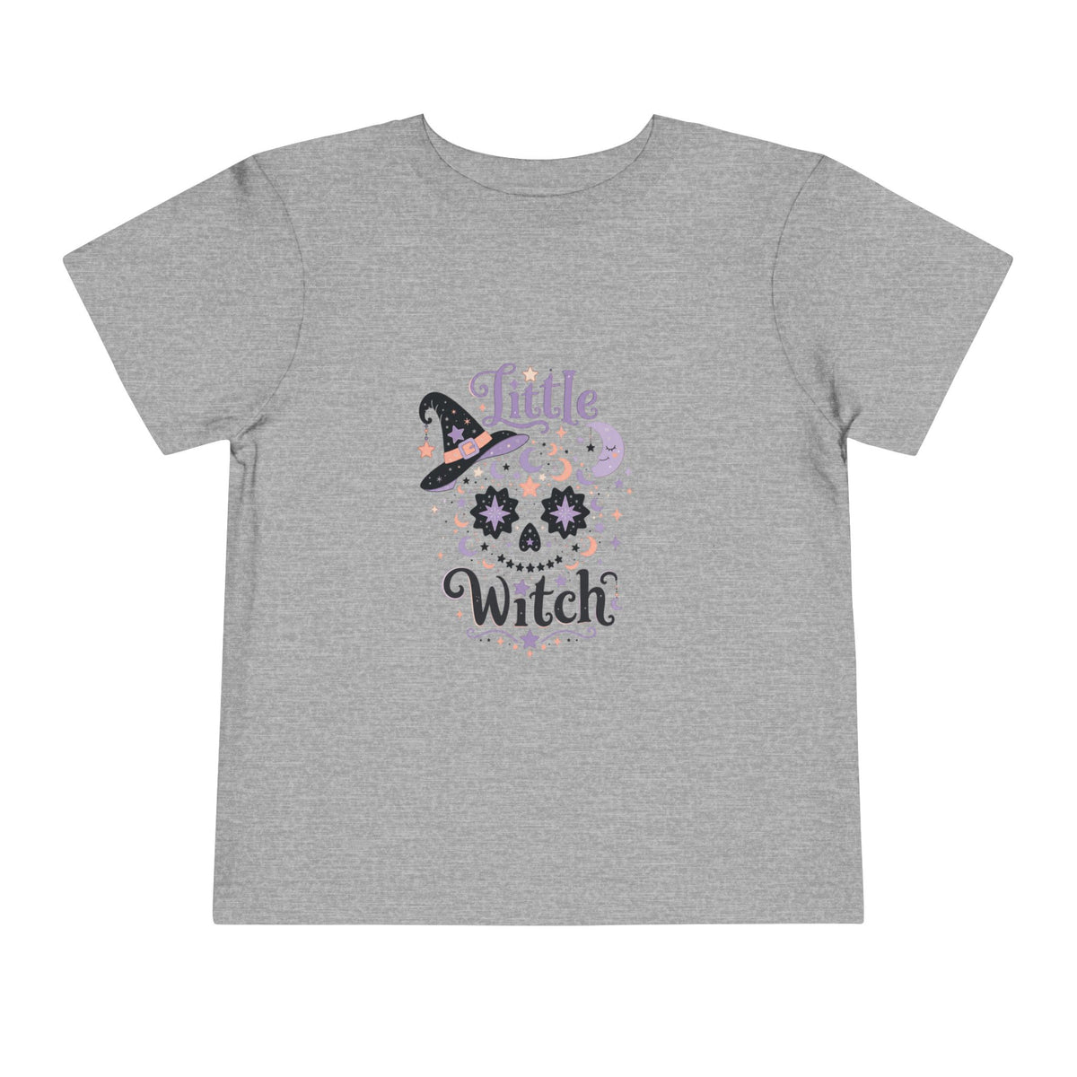 Toddler Tee — "Little Witch" Halloween Skull Hat Graphic