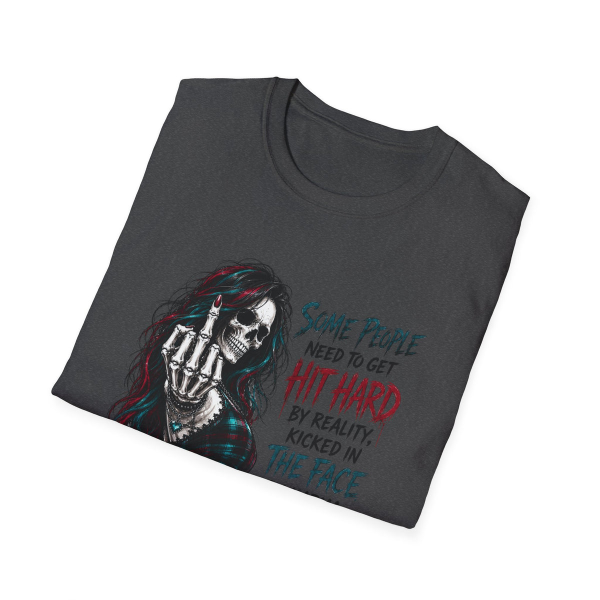 Edgy 'Grow the F*** Up' Graphic T-Shirt — Dark Skull Girl Statement Tee