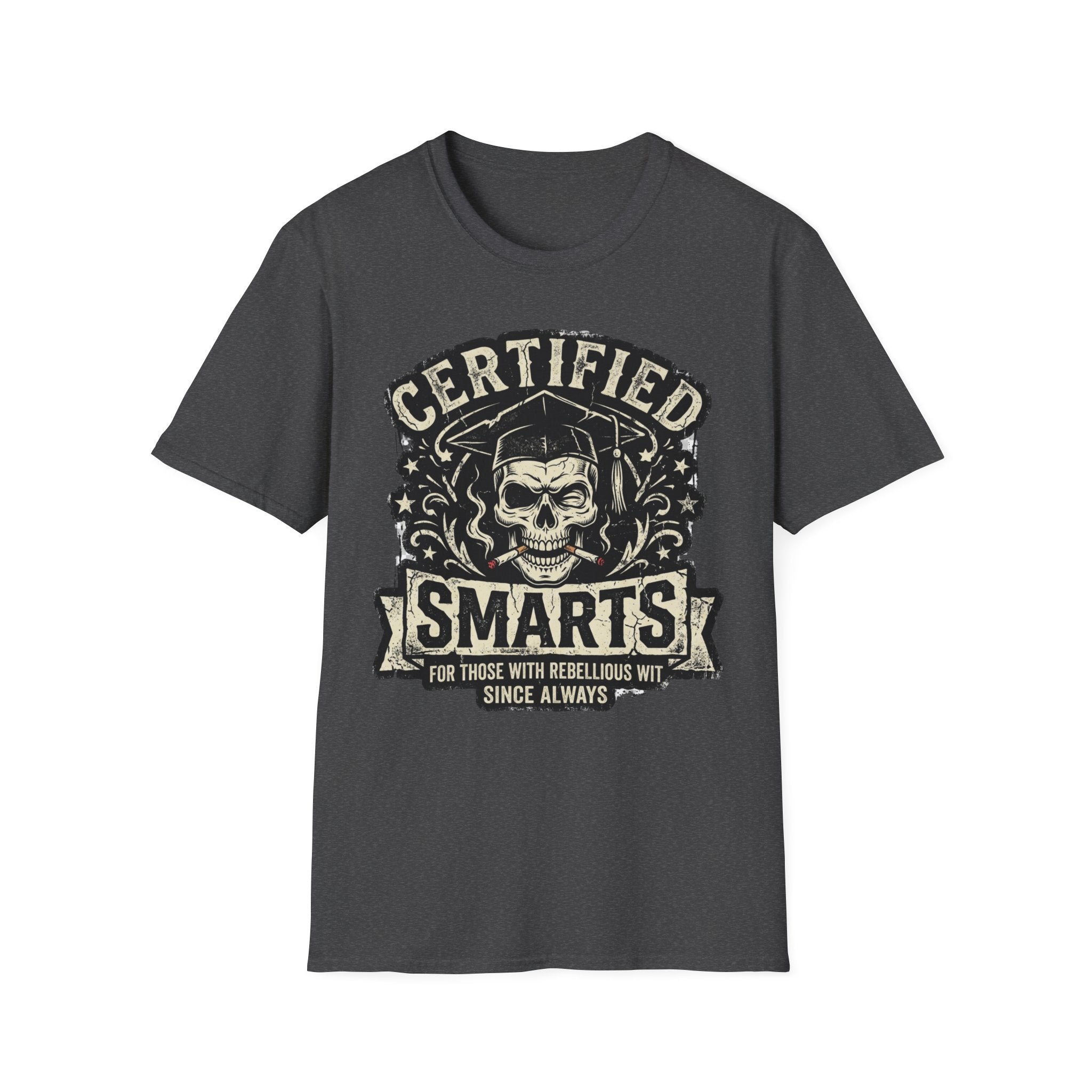 Certified Smarts Skull T-Shirt – Funny Rebel Geek Graphic Tee