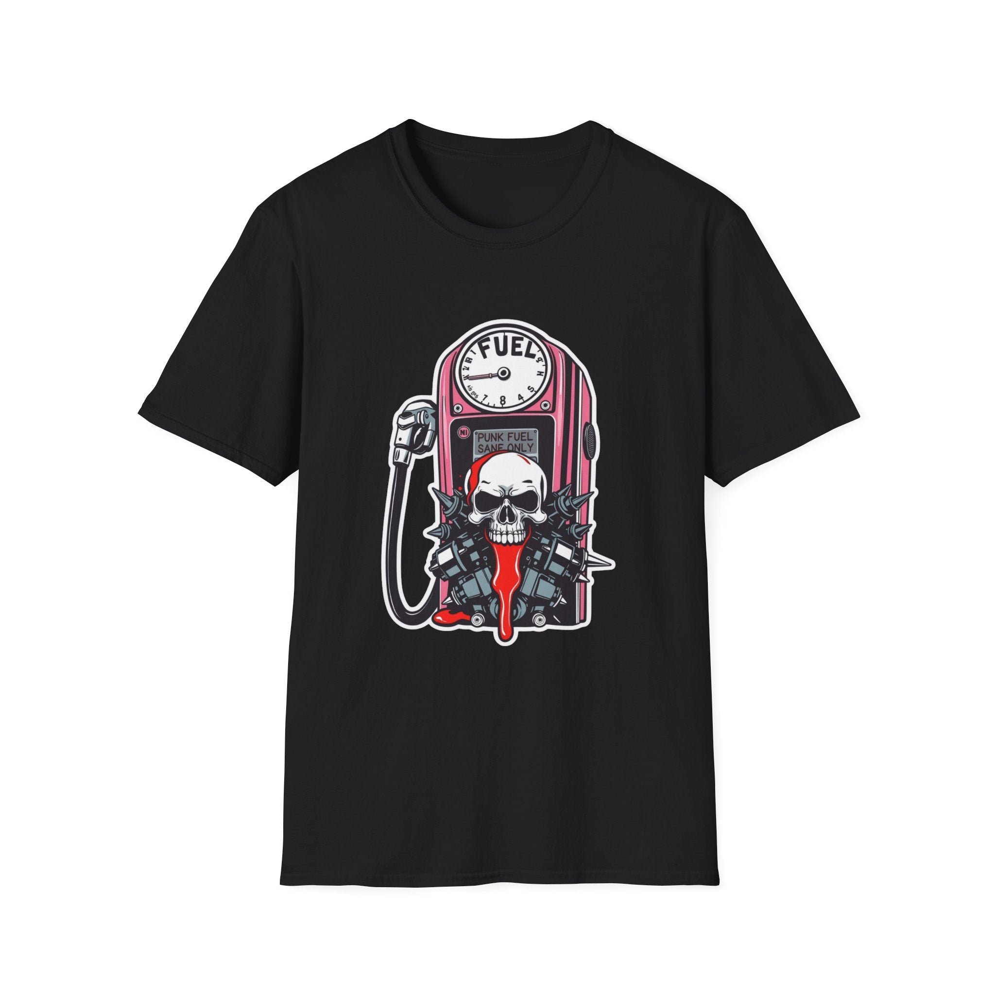 Gas Pump Skull Tee — 'Fuel' Retro Biker Graphic T-Shirt