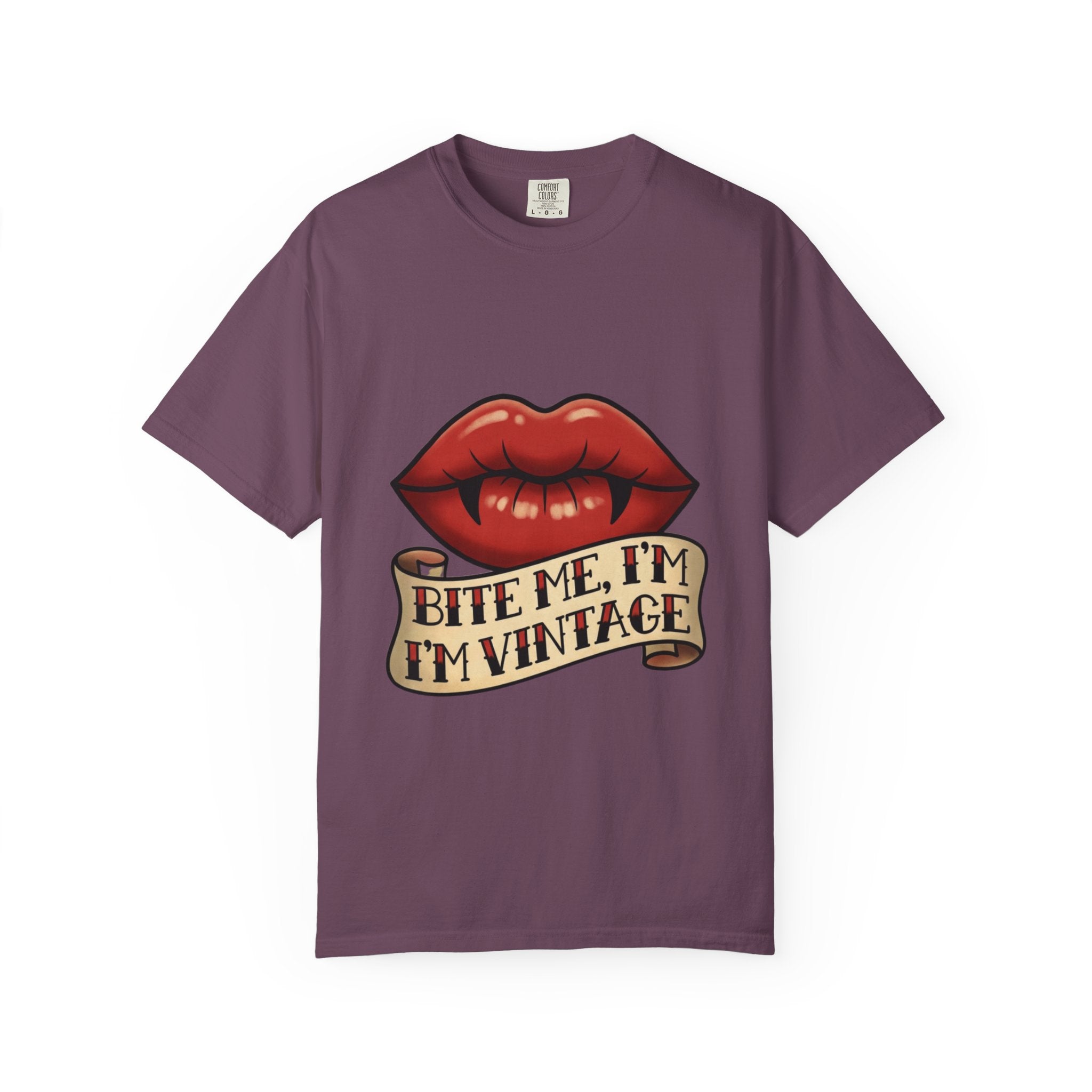 Vintage Tattoo Lips T-Shirt — "Bite Me, I'm Vintage" Graphic Tee