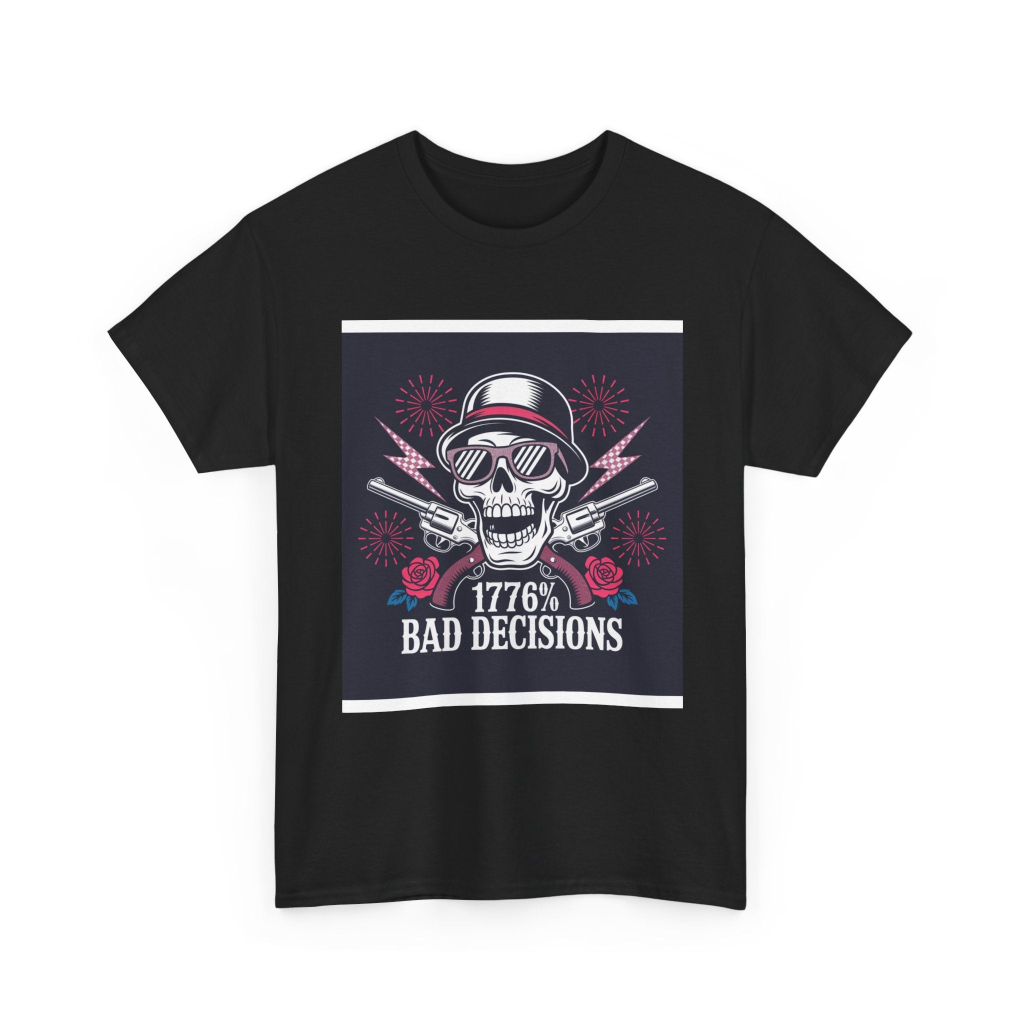 1776 Bad Decisions Skull Tee — Patriotic Vintage Skull T-Shirt