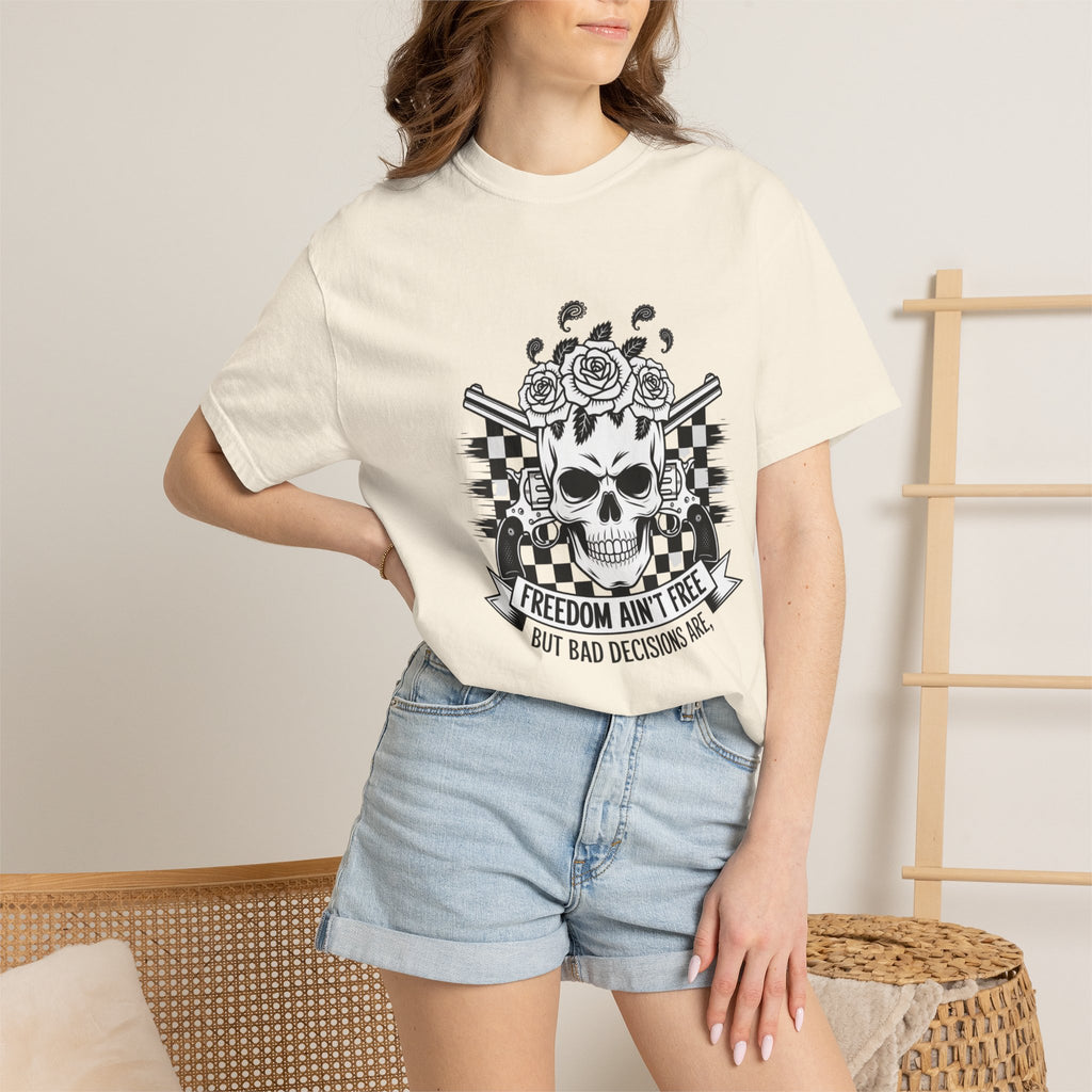 Skull & Roses T‑Shirt — "Freedom Ain't Free" Graphic Tee