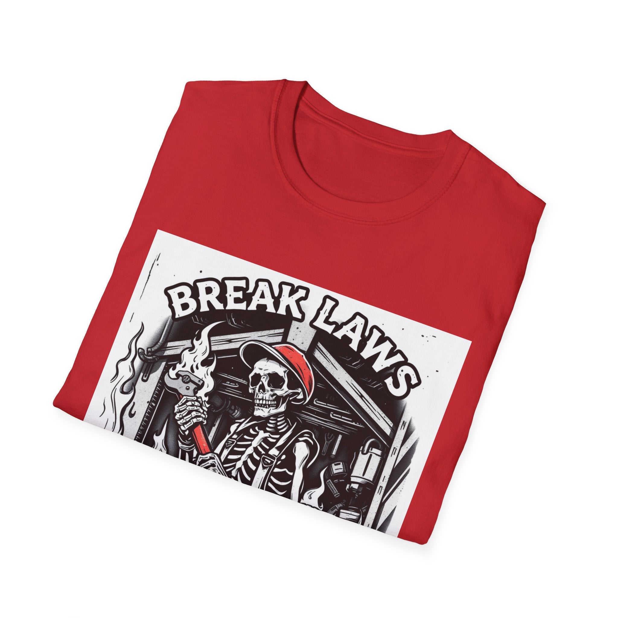 Break Laws Not Hearts Skeleton Guitar T-Shirt
