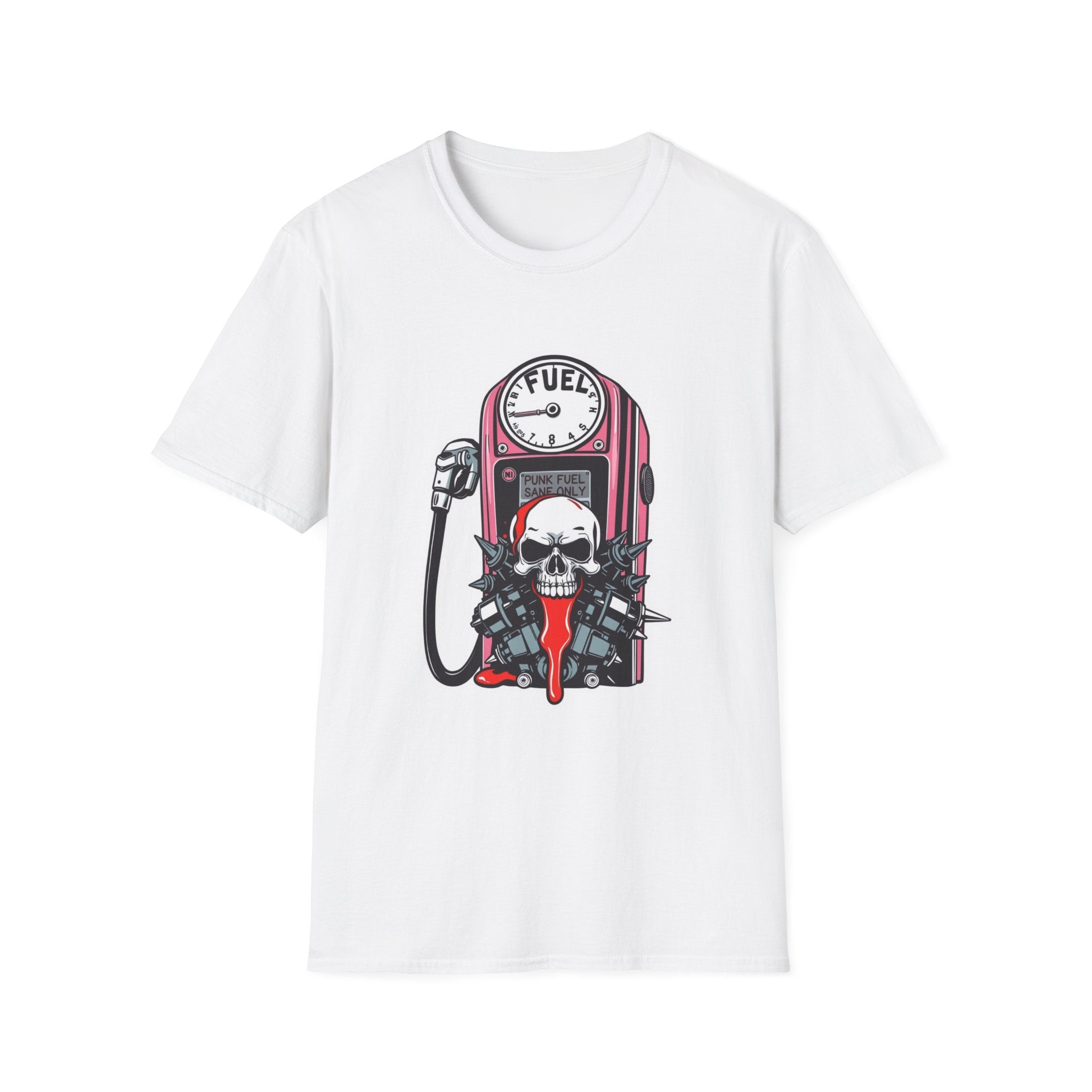 Gas Pump Skull Tee — 'Fuel' Retro Biker Graphic T-Shirt