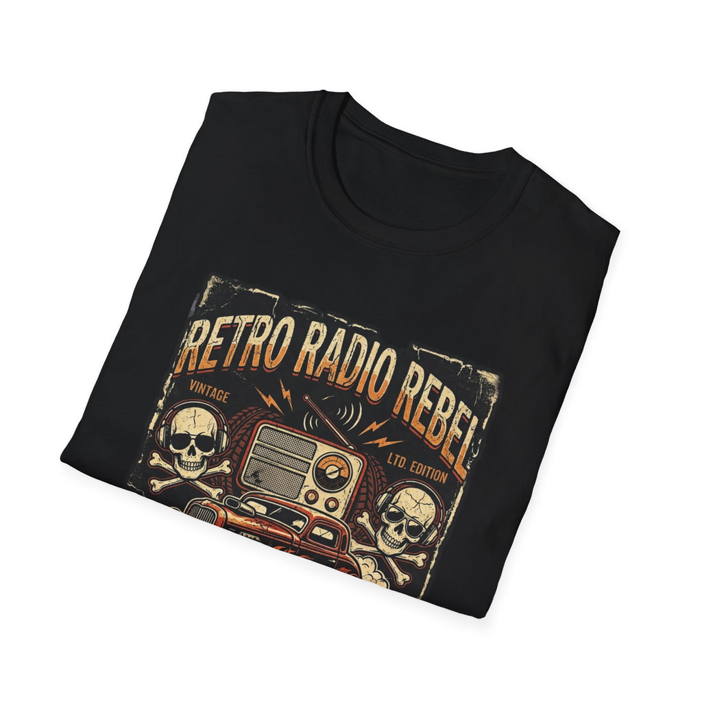 Retro Radio Rebel T-Shirt — Vintage Car, Skull & Stereo Graphic Tee