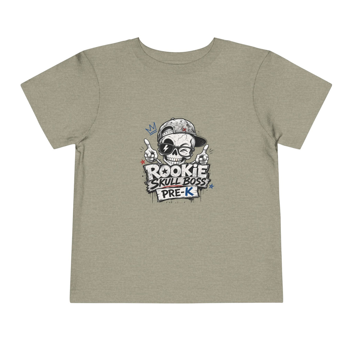 Toddler Tee — "Rookie Skull Boss Pre-K" Graphic Shirt