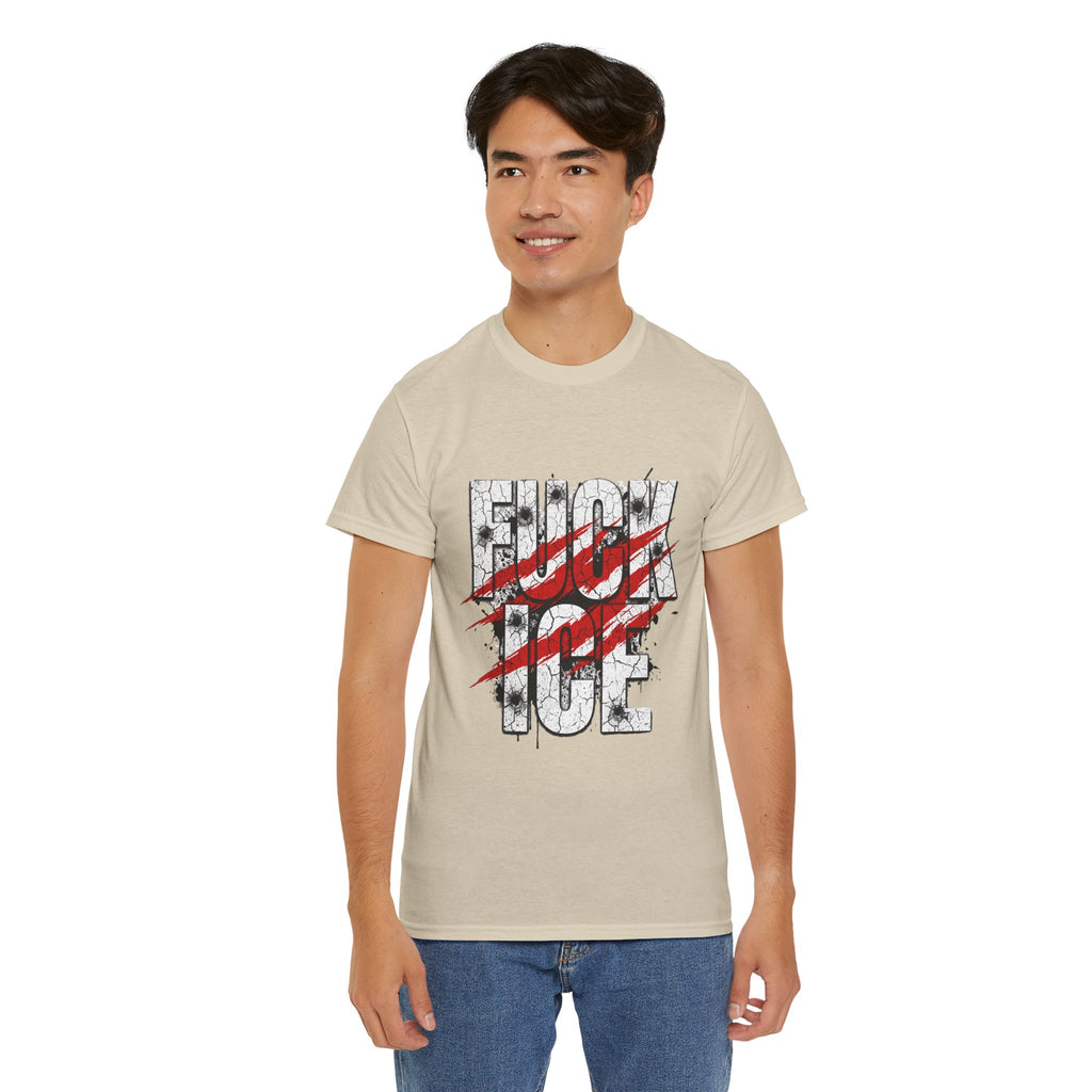 Graphic Tee — Distressed “F*** ICE” Protest Shirt with Red Slash