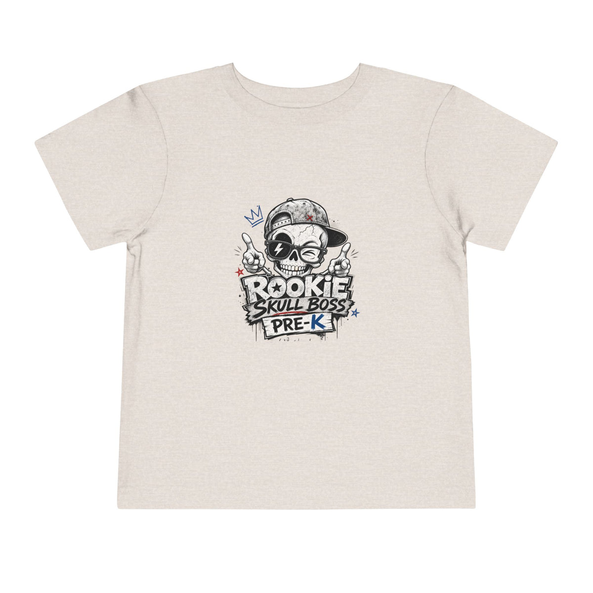 Toddler Tee — "Rookie Skull Boss Pre-K" Graphic Shirt
