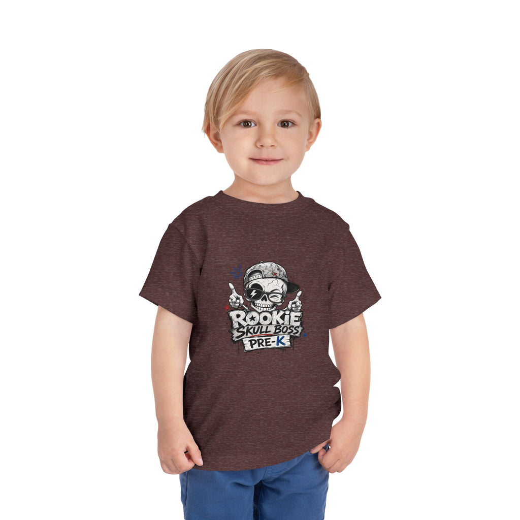 Toddler Tee — "Rookie Skull Boss Pre-K" Graphic Shirt