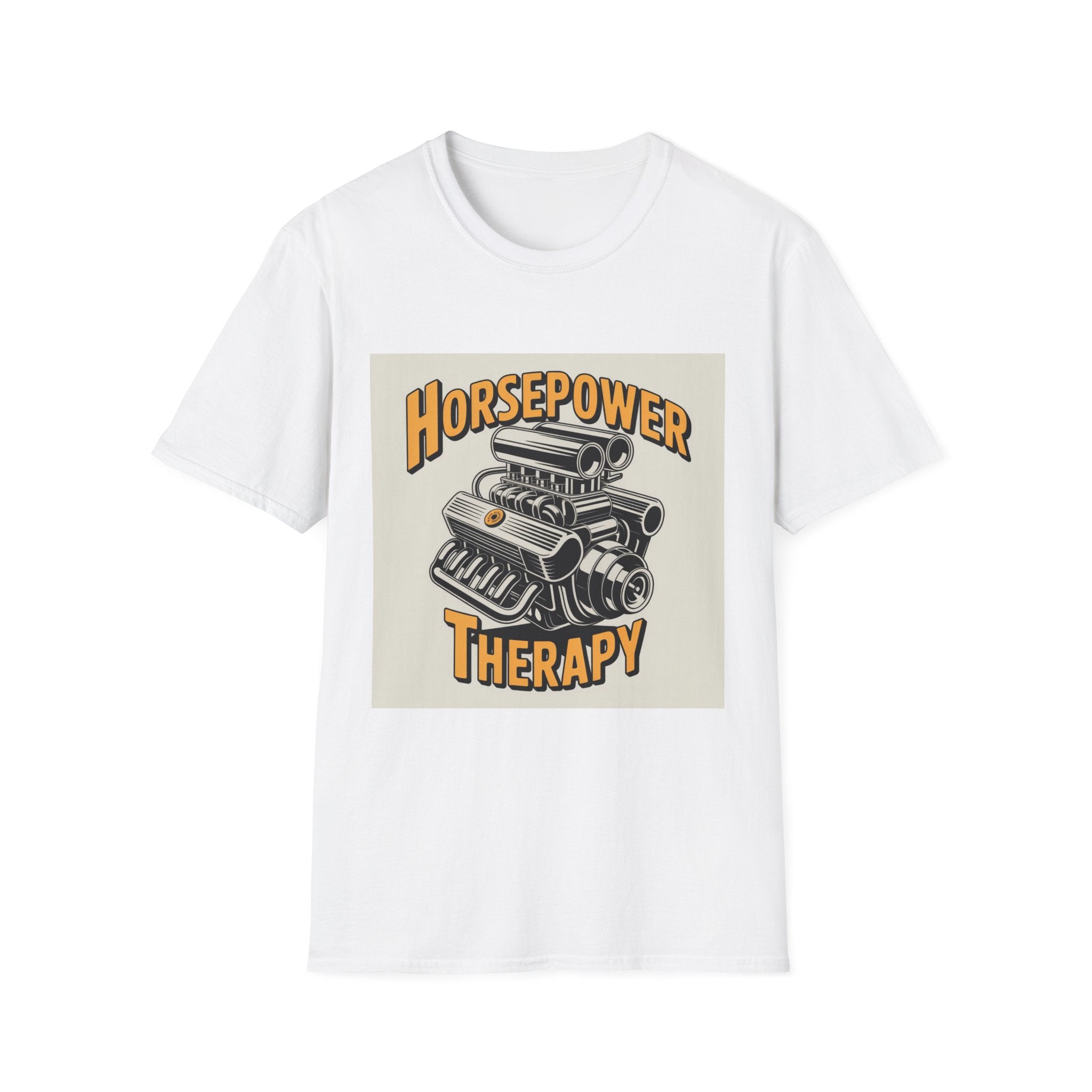 Horsepower Therapy T‑Shirt — Vintage Engine Graphic Auto Mechanic Tee
