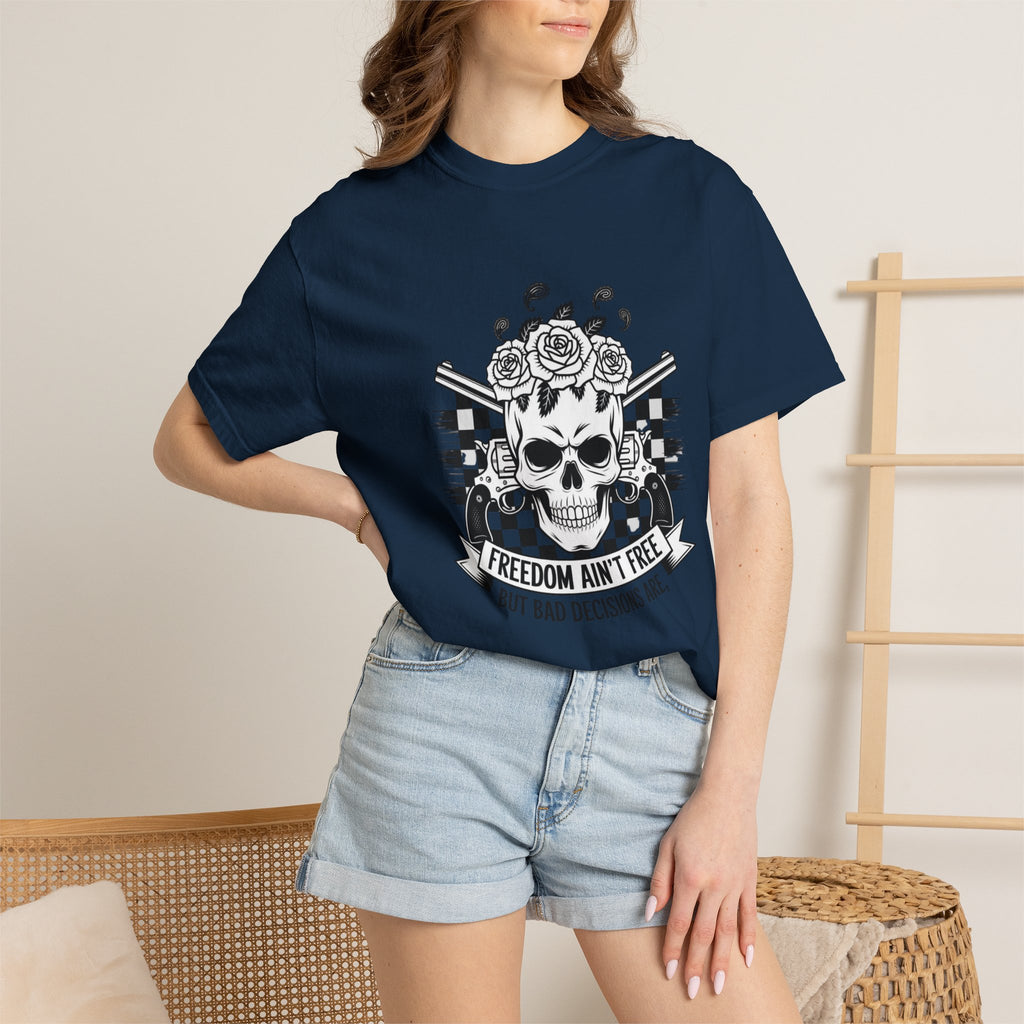 Skull & Roses T‑Shirt — "Freedom Ain't Free" Graphic Tee