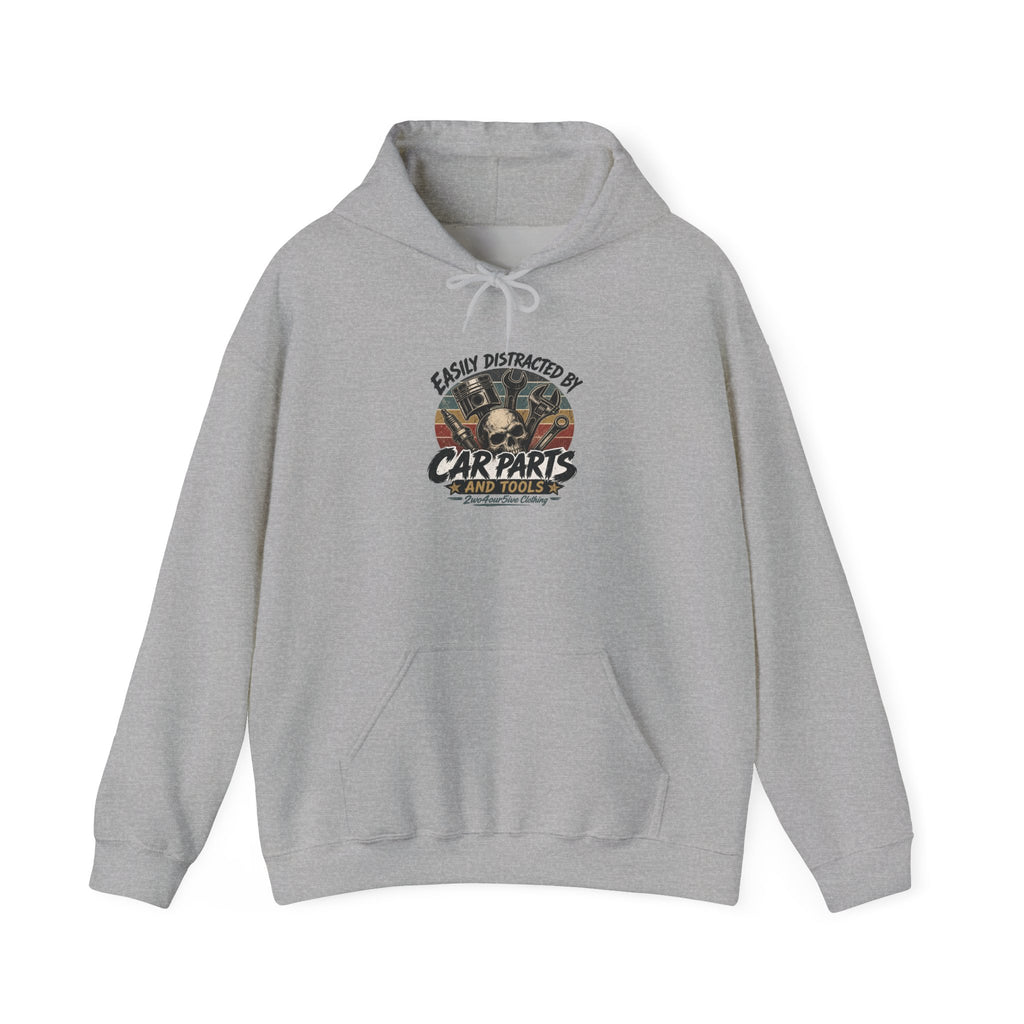 Car Parts Vintage Hoodie — "Easily Distracted By Car Parts" Mechanic Gift
