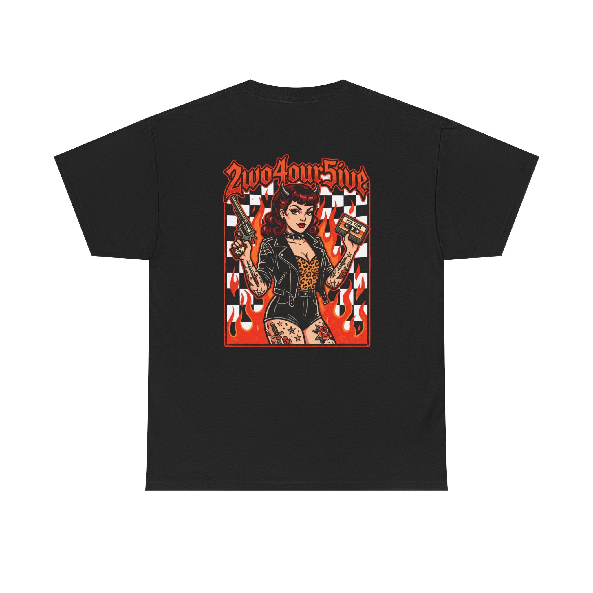Graphic Tee — '2wo4our5ive' Pinup Racerback Design