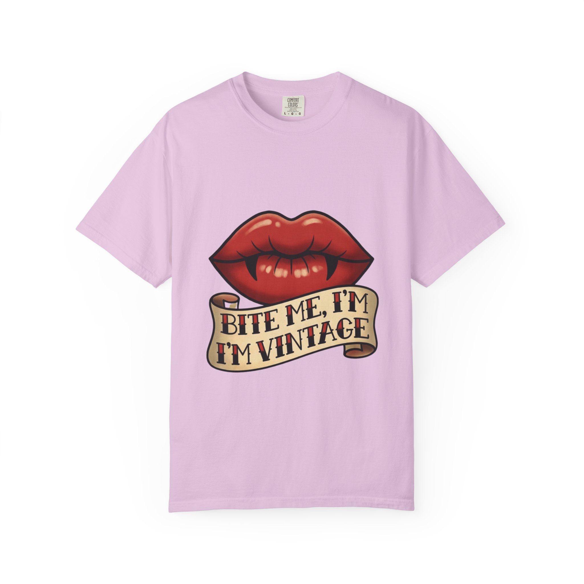Vintage Tattoo Lips T-Shirt — "Bite Me, I'm Vintage" Graphic Tee