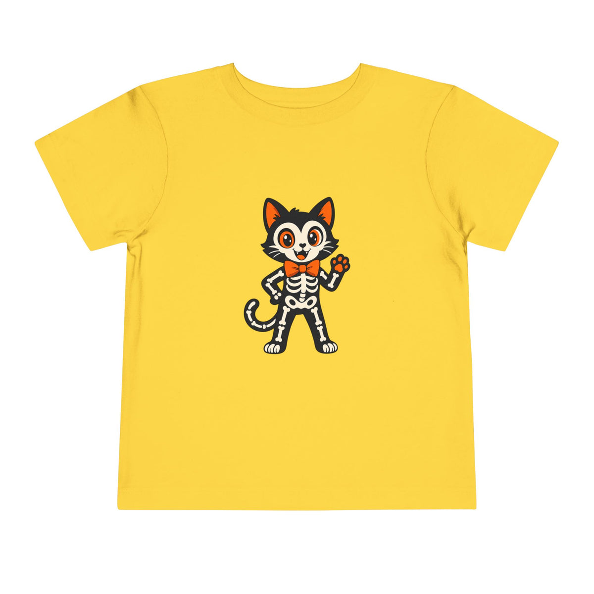 Toddler Tee — Cute Cat Skeleton Halloween Shirt