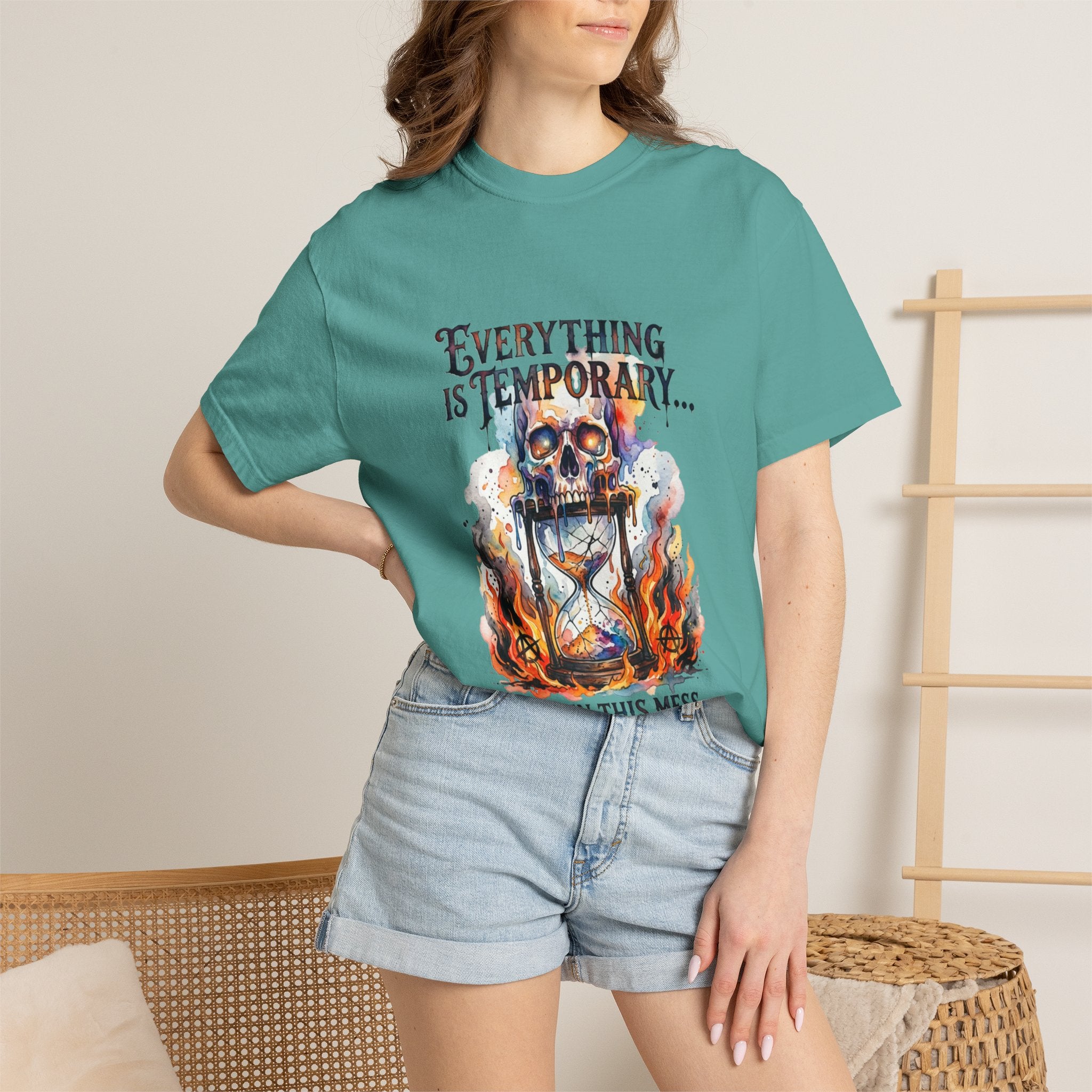 Everything Is Temporary T-Shirt — Skull Hourglass Graphic Tee