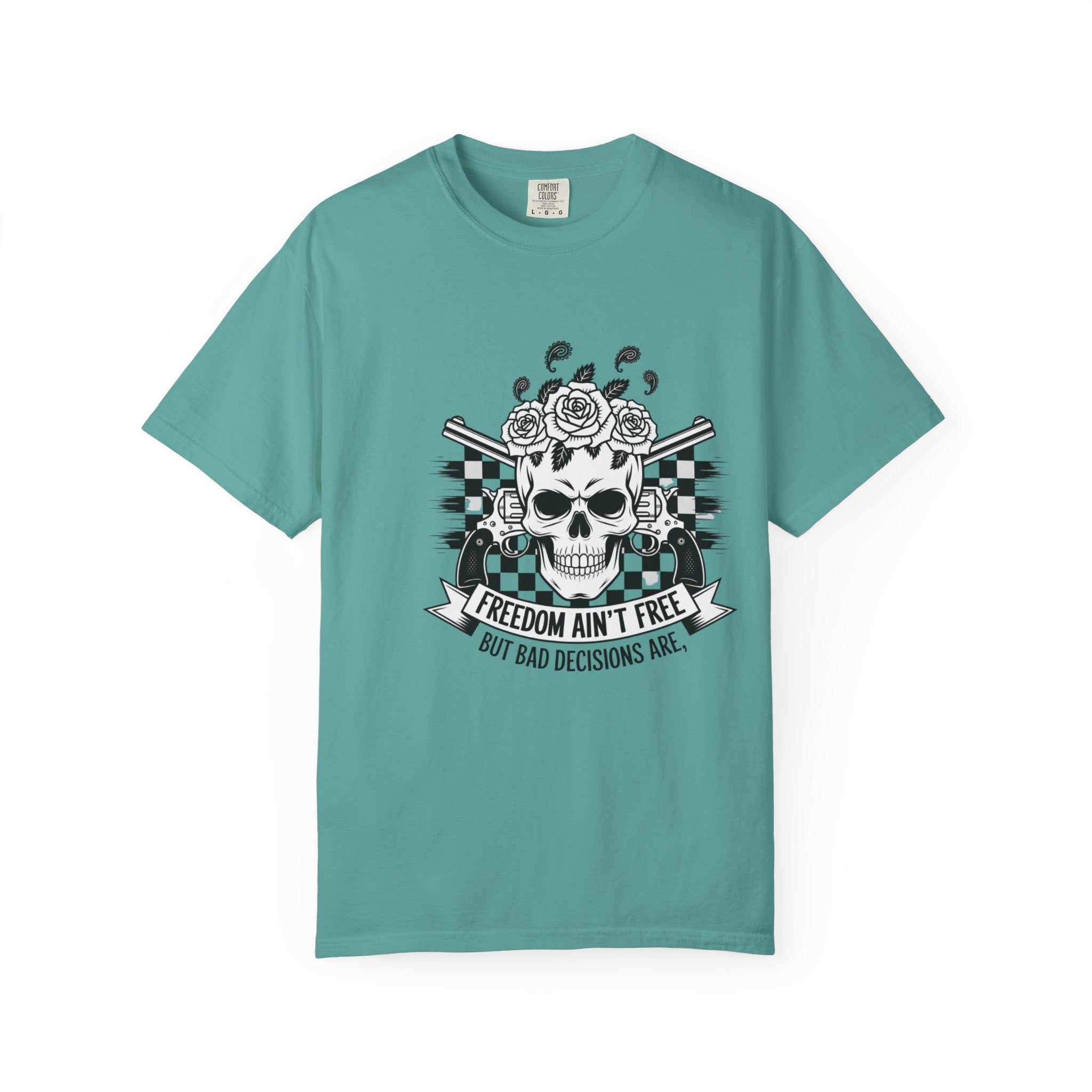 Skull & Roses T‑Shirt — "Freedom Ain't Free" Graphic Tee