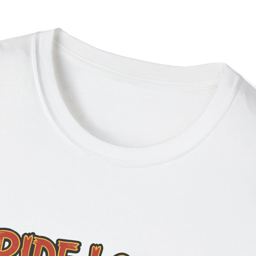 Ride Loud Die Dirty T-Shirt — Flaming Hot Rod with Skulls Moto Tee