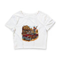 Women’s Crop Tee — Retro Cowgirl Road Trip 'Sin Wagon Saloon' Graphic