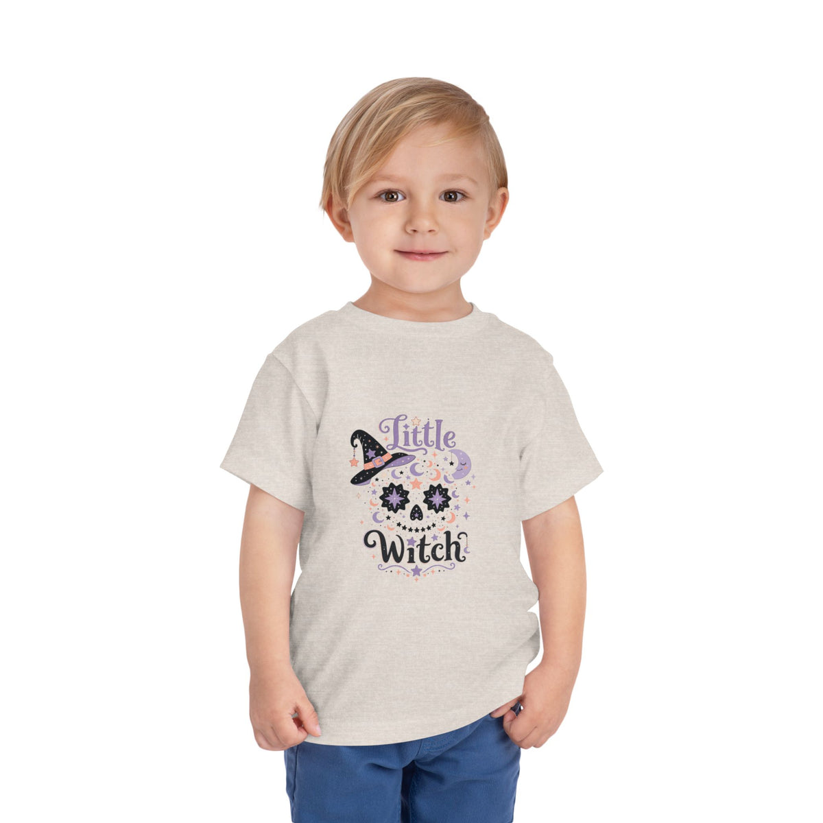 Toddler Tee — "Little Witch" Halloween Skull Hat Graphic