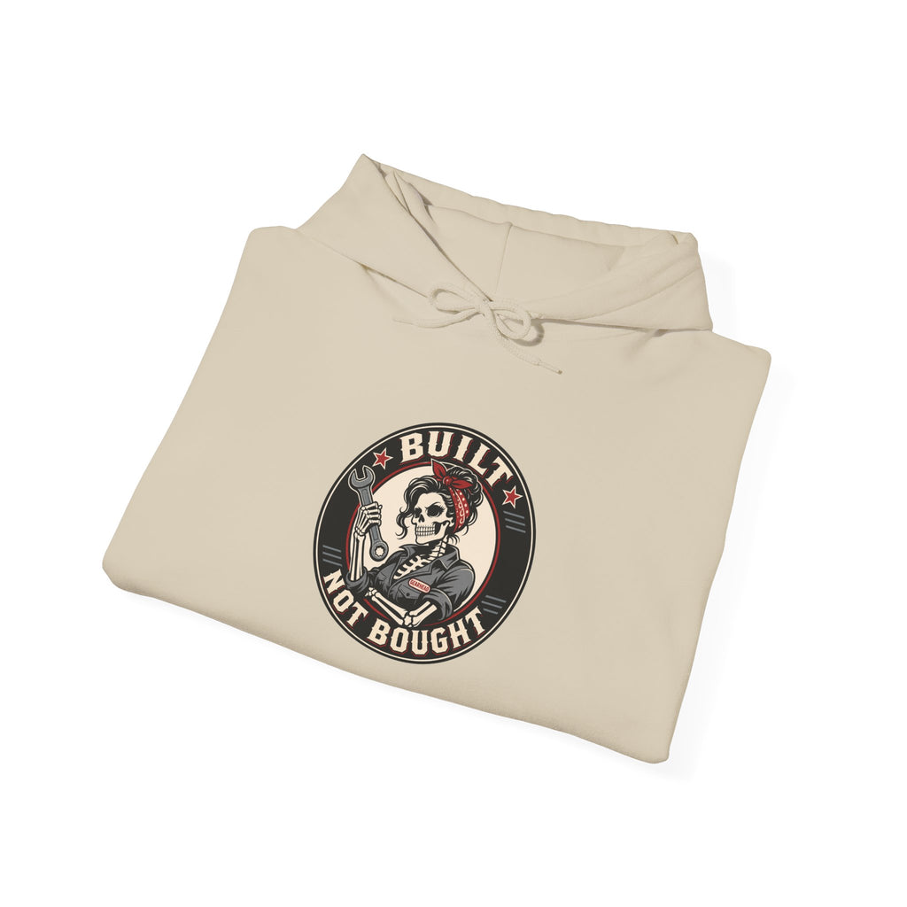 Built Not Bought Hoodie | Skeleton Mechanic Garage Badge
