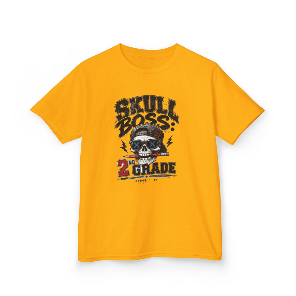 Kids Tee — "Skull Boss 2nd Grade" Back-to-School Graphic Shirt